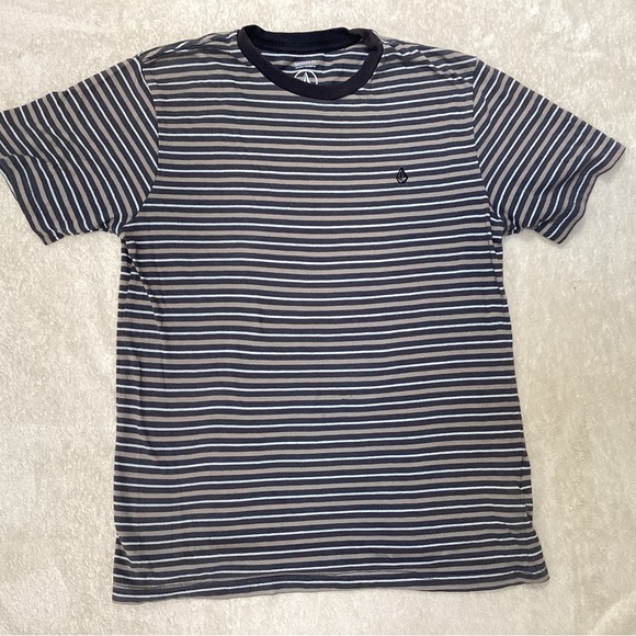 Volcom Boy’s Black and White Striped Tee - Picture 1 of 4